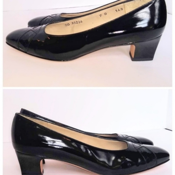 Salvatore Ferragamo Black Patent Leather Pumps 7 B - Picture 8 of 8